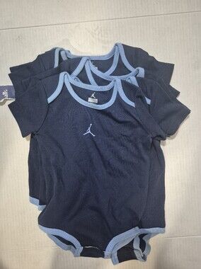 NWT 5 Jordan Navy Bodysuits with Light Blue Trim for Babies